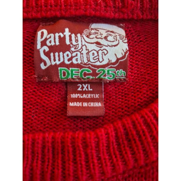 Party Sweater Red Christmas Ugly Sweater 2XL - Picture 4 of 5